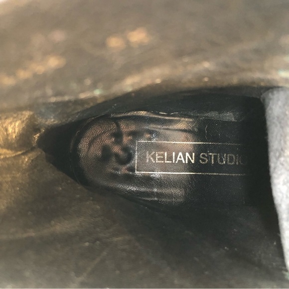 KELIAN Studios black patent leather lace up combat boots 8 - Picture 3 of 10